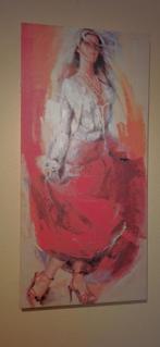 tekening op doek breedt 38cm X 82cm hoog., Ophalen, Minder dan 50 cm, Zo goed als nieuw, Tekening