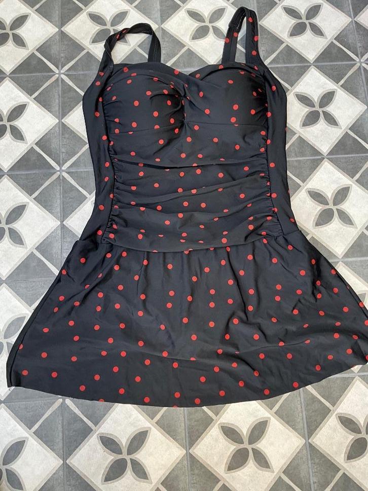 BEACHWAVE badpakjurk met stippen zwart/brique Maat 42, Kleding | Dames, Badmode en Zwemkleding, Nieuw, Badpak, Zwart, Ophalen of Verzenden