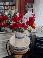 Boeket bloemen met vaas plus schaal, Ophalen of Verzenden, Zo goed als nieuw, Binnen