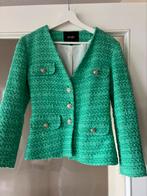 Maje green tweed fitted collarless jacket size 36, Ophalen of Verzenden, Zo goed als nieuw, Maat 36 (S), Groen