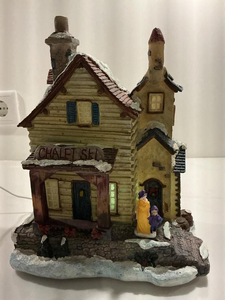 Kersthuis Chalet Ski aanvulling kerstdorp, Diversen, Kerst, Gebruikt, Ophalen of Verzenden