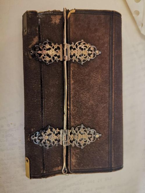 antiek leer etui notitiehouder dagboekhouder zilver sluiting, Antiek en Kunst, Antiek | Goud en Zilver, Zilver, Ophalen of Verzenden