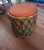 Rotan vintage opberg poef, Ophalen, Minder dan 50 cm, Rond, Minder dan 50 cm