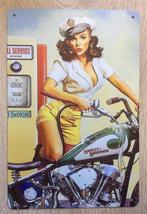 Harley Motor Sexy Retro Pin Up Metalen Garage Wandbord, Verzenden, Nieuw, Auto's