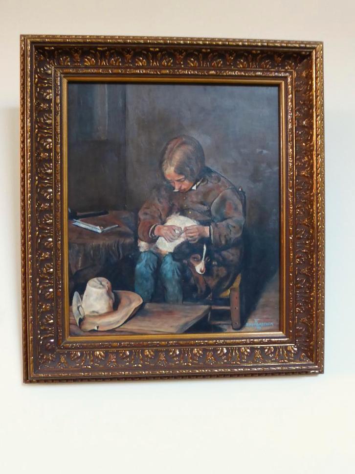 Prachtig schilderij olie op hout / gesigneerd, Antiek en Kunst, Kunst | Schilderijen | Klassiek, Ophalen of Verzenden