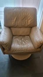 Stijlvolle Leolux Cece fauteuil , Sahel leer Draaibaar, Ophalen, Gebruikt, 50 tot 75 cm, Leer