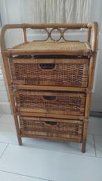 Vintage rotan ladekast 3 lades, Minder dan 50 cm, Gebruikt, Ophalen of Verzenden, 3 of 4 laden