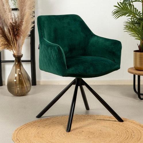 ⚠️LET OP⚠️Industriële eetkamerstoel Furtado -Velvet Groen, Huis en Inrichting, Stoelen, Nieuw, Vijf, Zes of meer stoelen, Hout