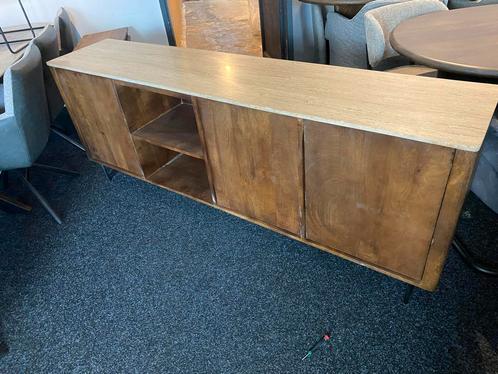 Lio Dressoir Travertin/Mango 200cm past bij japandi stijl, Huis en Inrichting, Kasten | Dressoirs, Nieuw, 200 cm of meer, 25 tot 50 cm