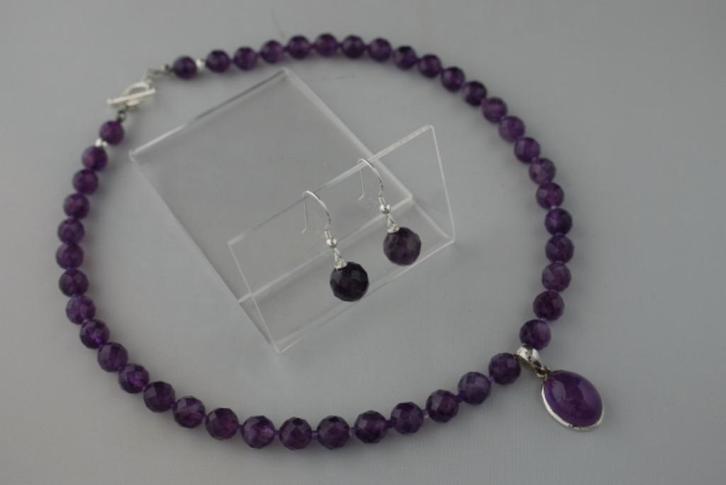 AMETHIST ketting/oorhanger-set, Sieraden, Tassen en Uiterlijk, Edelstenen, Nieuw, Verzenden