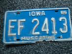 Kentekenplaat licenseplate Iowa Muscatine USA, Verzenden, Gebruikt, Auto's