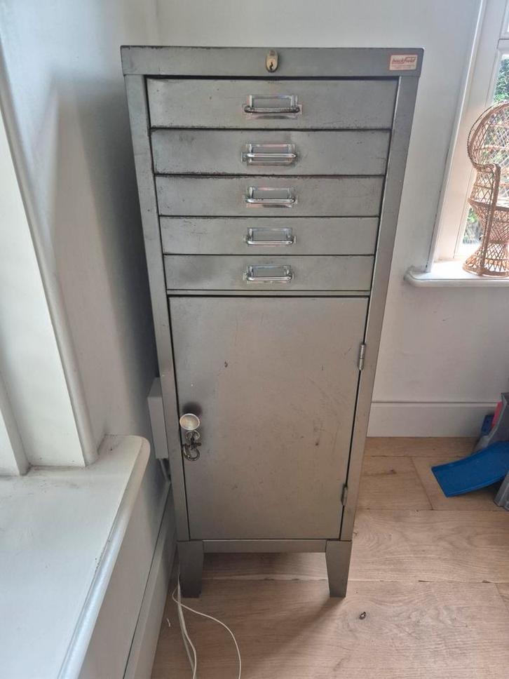 Vintage Dossier Ladekastje - Industrieel, Huis en Inrichting, Kasten | Roldeurkasten en Archiefkasten, Gebruikt, Minder dan 100 cm