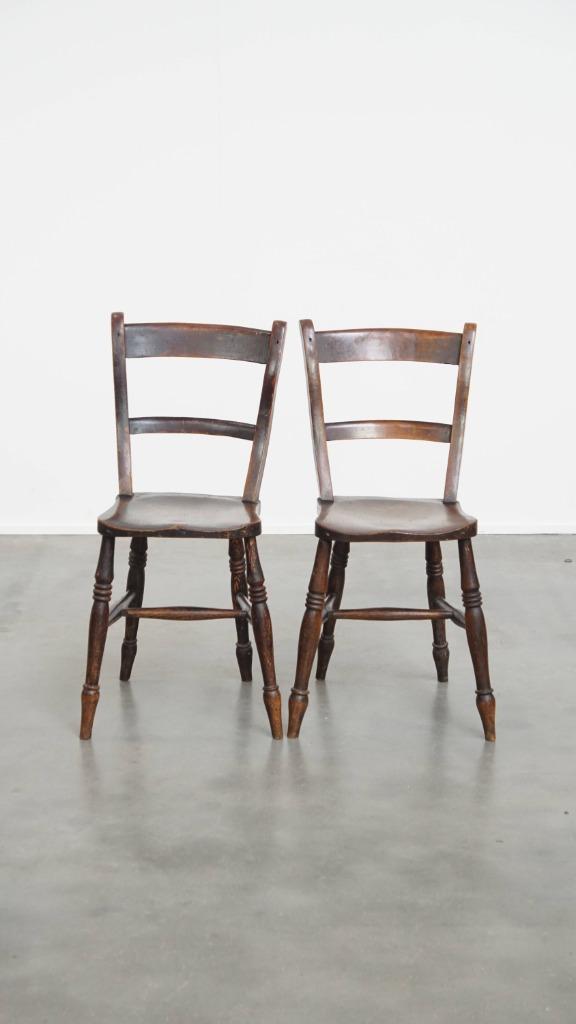 Set van 2 antieke Engelse Oxford eetkamer/ keuken stoelen, Antiek en Kunst, Antiek | Meubels | Stoelen en Banken, Ophalen