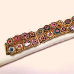 Vintage armband verguld Venetiaans millefiori glas jaren '60, Verzenden, Gebruikt, Overige kleuren, Overige materialen