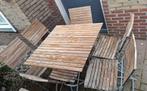 Houten bistroset met stalen frame | 6 stoelen + tafel, Ophalen, Zo goed als nieuw, Hout, 2 zitplaatsen