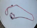 Puppy lijn + halsband (verstelbaar) roze, Dieren en Toebehoren, Ophalen of Verzenden, Zo goed als nieuw
