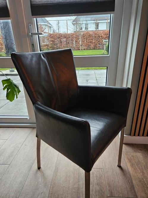 Leren eetkamerstoelen, Huis en Inrichting, Stoelen, Gebruikt, Vijf, Zes of meer stoelen, Leer, Overige kleuren, Ophalen