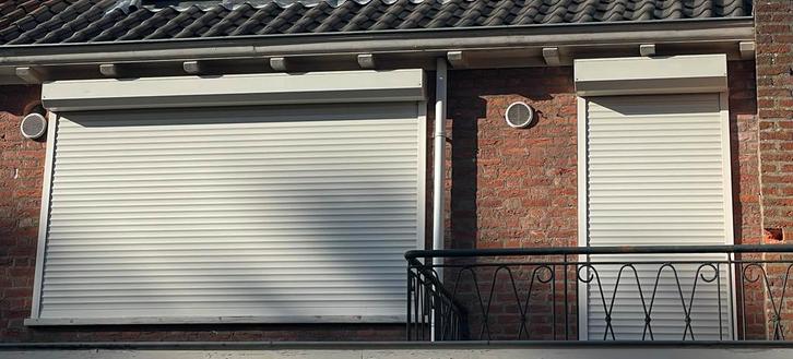 Rolluik 2x deur en 2x raam, Doe-het-zelf en Verbouw, Rolluiken, Gebruikt, 200 cm of meer, 100 tot 150 cm, Crème of Beige, Elektrische bediening