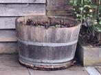 Eikenhouten wijnvat als plantenbak 70cm, Ophalen, Gebruikt, Rond, Hout