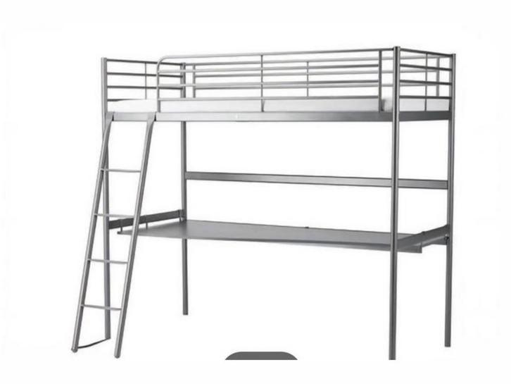 Hoogslaper met bureau Ikea, Huis en Inrichting, Slaapkamer | Stapelbedden en Hoogslapers, Zo goed als nieuw, Hoogslaper, 90 cm