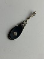 V497 Prachtige zilveren hanger diamant onyx, Ophalen of Verzenden, Zilver, Hanger, Met edelsteen