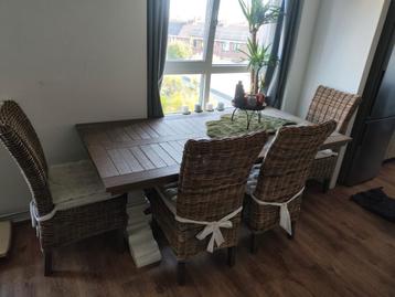 Acaciahout eethoek plus salontafel set  beschikbaar voor biedingen