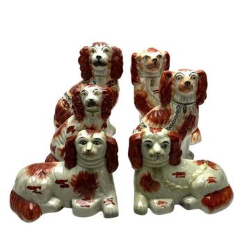 Engels aardewerk Staffordshire hondenbeeldjes (6x) beschikbaar voor biedingen