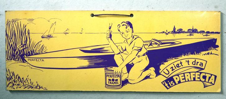 Perfecta verf reclame bordje, Verzamelen, Merken en Reclamevoorwerpen, Gebruikt, Reclamebord, Ophalen