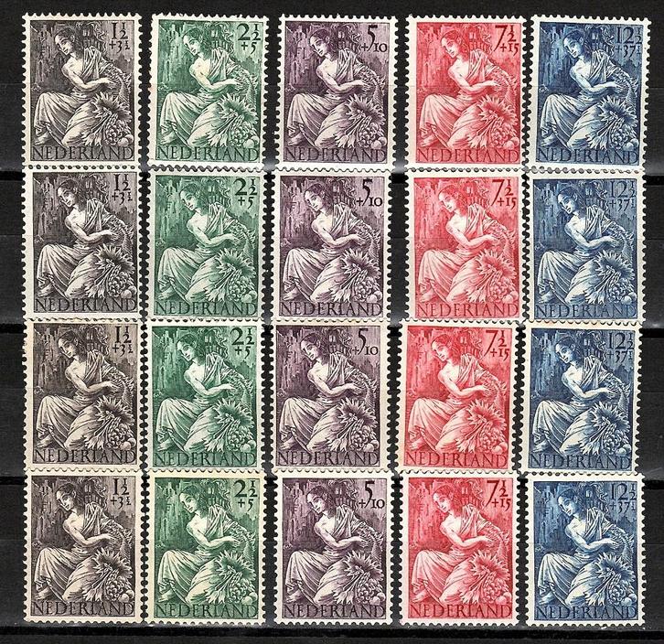 Nvph 449-453 nationale-hulpzegels zegels 4 maal ongebruikt, Postzegels en Munten, Postzegels | Nederland, Postfris, Na 1940, Ophalen of Verzenden