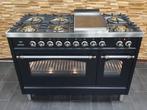 Luxe Fornuis Boretti 120cm mat zwart rvs afzuigkap GASOVEN, 60 cm of meer, Ophalen of Verzenden, Zo goed als nieuw, Energieklasse A of zuiniger