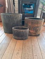 3 smalle bloempotten (binnen), Tuin en Terras, Bloempotten, Gebruikt, Binnen, Minder dan 40 cm, Overige vormen