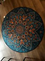 Rond vloerkleed mandala 140cm, Huis en Inrichting, Stoffering | Tapijten en Kleden, 100 tot 150 cm, Blauw, Rond, Ophalen of Verzenden