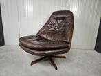 Vintage Deense draaifauteuil leer, Madsen&Schübel, Huis en Inrichting, Fauteuils, Gebruikt, Vintage, Ophalen of Verzenden, 75 tot 100 cm