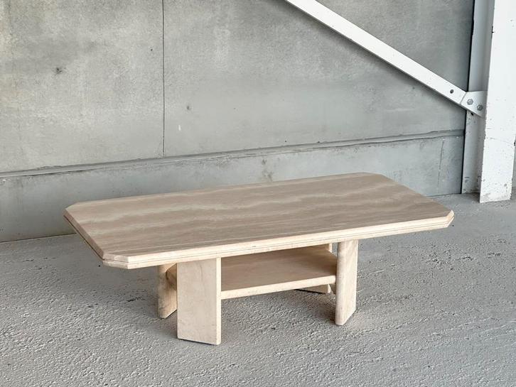 Vintage travertine coffeetable, ca 1980’s, Antiek en Kunst, Antiek | Meubels | Tafels, Ophalen of Verzenden