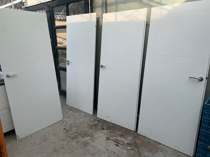 4 Svedex Binnendeuren - Wit, Doe-het-zelf en Verbouw, Deuren en Horren, Gebruikt, Binnendeur, 200 tot 215 cm, 80 tot 100 cm, Hout