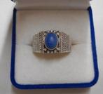 Zilveren vintage ring met lapis lazuli maat 19 nr.1200, Verzenden, 19 tot 20, Zo goed als nieuw, Dame of Heer