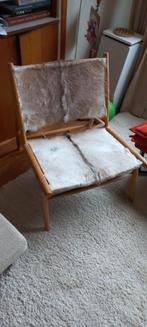Design stoelen teak en geitenhuid, Ophalen, Eenpersoons, Leer, Zo goed als nieuw