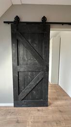Schuifdeur steigerhout zwart, Doe-het-zelf en Verbouw, Ophalen, 80 tot 100 cm, Binnendeur, Zo goed als nieuw