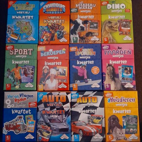 12 x Weetjes kwartet kaartspellen vanaf 6 jaar, Hobby en Vrije tijd, Gezelschapsspellen | Kaartspellen, Zo goed als nieuw, Drie of vier spelers