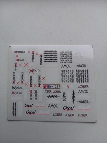 Velletje nagel water decals stickers BN-1237 teksten  beschikbaar voor biedingen