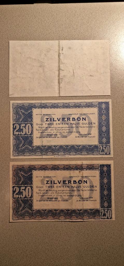 Proof zilverbonnen 2,50 gulden, Postzegels en Munten, Bankbiljetten | Nederland, 50 gulden, Ophalen of Verzenden