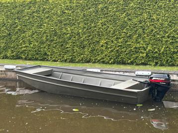 Aluminium platbodem + 15pk Mercury 4takt, visboot, jon beschikbaar voor biedingen