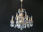 Franse kroonluchter met messing frame kristallen facetpegels