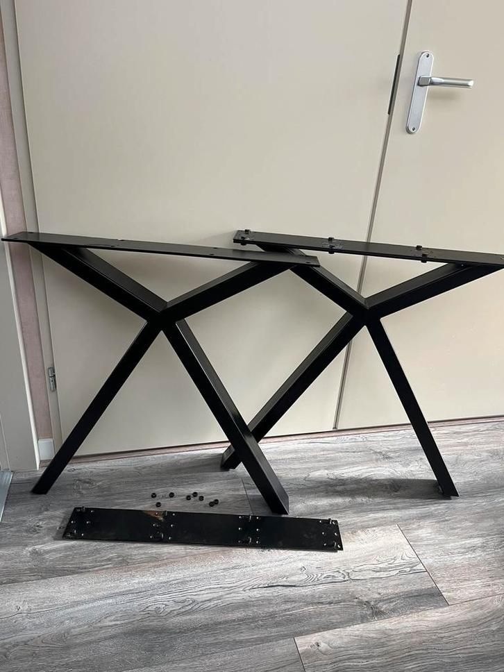 Metalen kruispoot tafelonderstel zwart, Huis en Inrichting, Tafels | Eettafels, Gebruikt, 50 tot 100 cm, Rechthoekig, Metaal, Ophalen