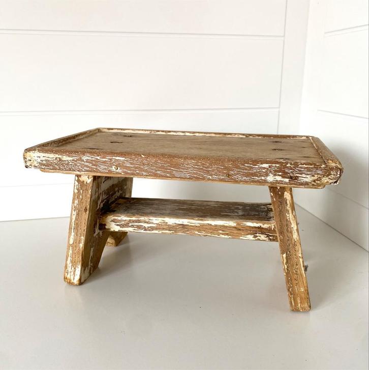 Vintage Houten decoratie Krukje, Huis en Inrichting, Stoelen, Gebruikt, Eén, Hout, Bruin, Ophalen of Verzenden