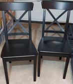 2 zwarte houten stoelen, INGOLF van IKEA, Huis en Inrichting, Stoelen, Twee, Gebruikt, Hout, Zwart
