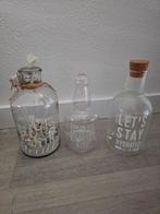 Riveira maison: Set van 3 decoratieve glazen flessen, Ophalen, Zo goed als nieuw