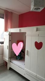 Lief! Bedstee Saar huisjesbed hout hart deur raam 90x200, Ophalen, 85 tot 100 cm, Zo goed als nieuw, Matras