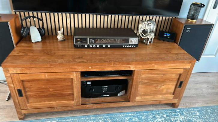 Massief teakhout tv kast, Huis en Inrichting, Kasten | Televisiemeubels, Zo goed als nieuw, Minder dan 100 cm, 100 tot 150 cm