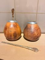 2 mate bekers met riet, Ophalen of Verzenden